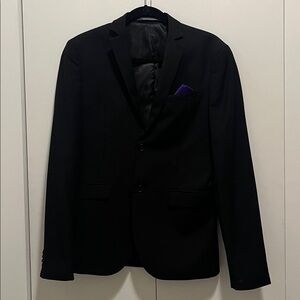 H&M Black Blazer with Purple Pocket Square
